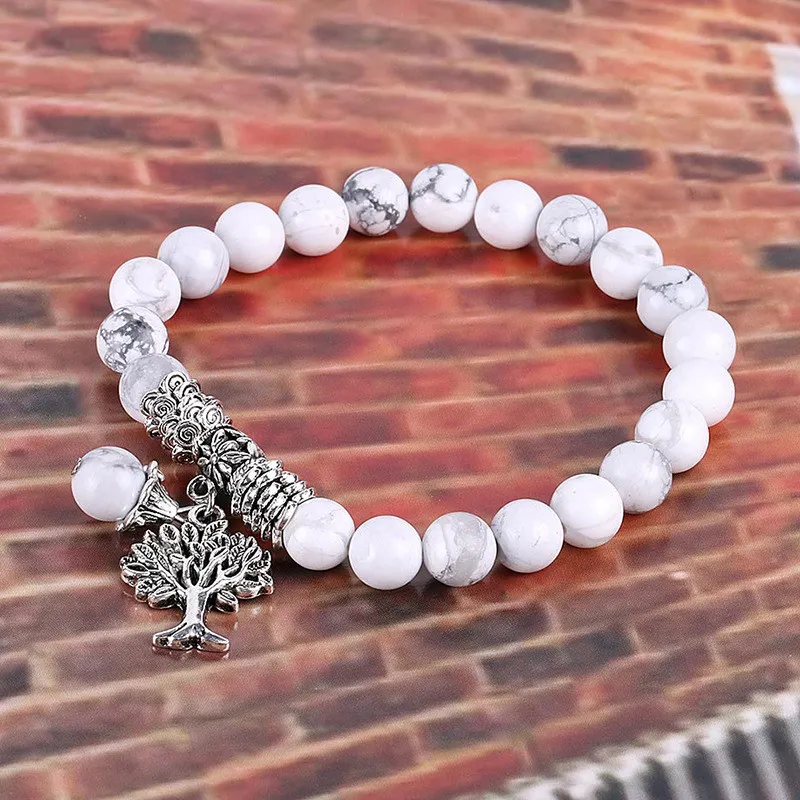 Vintage Frosted White Pine Bead Bracelet 3
