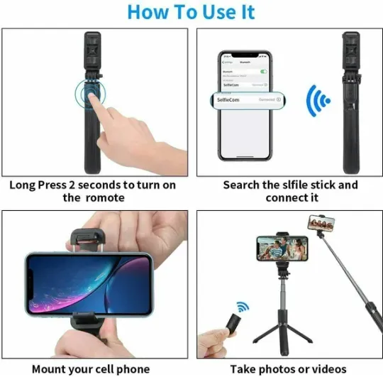 Selfie Stick Tripod with Remote & Phone 4