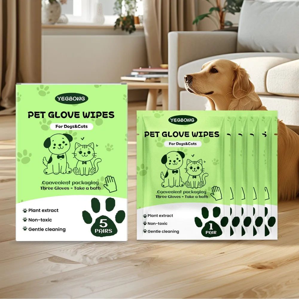 Pet Grooming Glove Wipes — 5 Pack 5