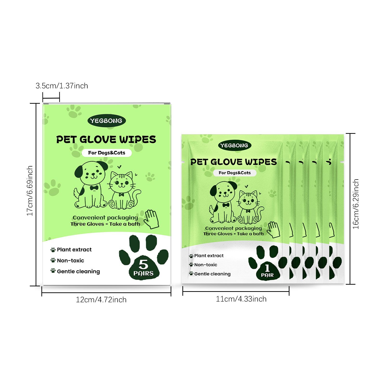 Pet Grooming Glove Wipes — 5 Pack