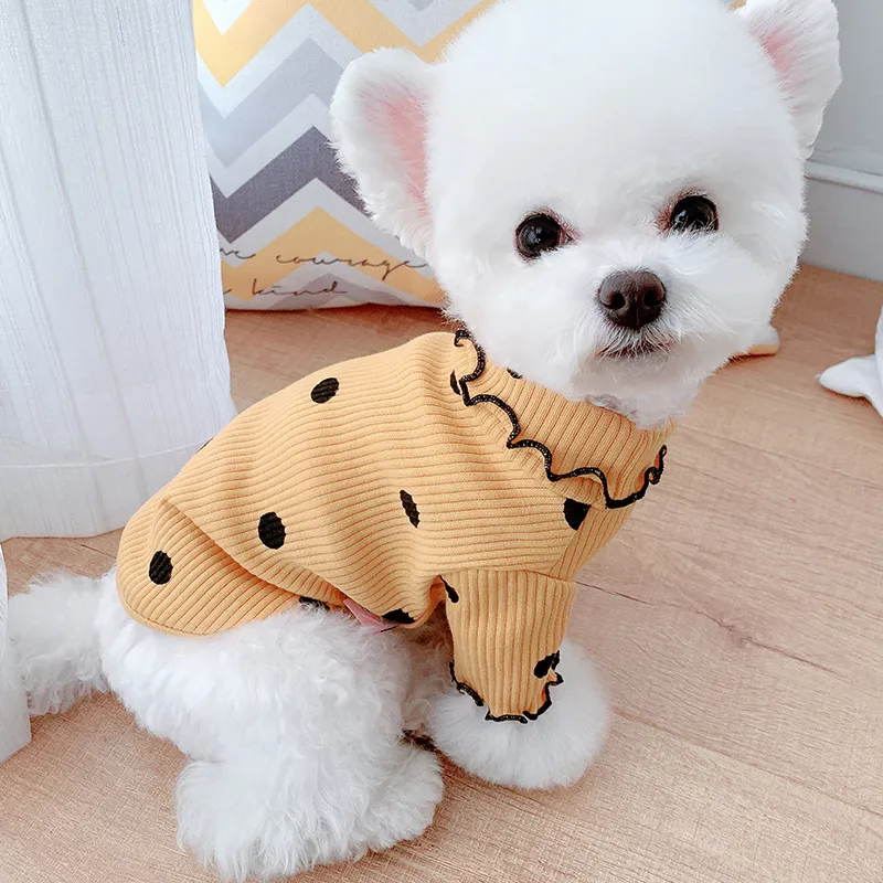 Dot turtleneck dog bottoming shirt 3