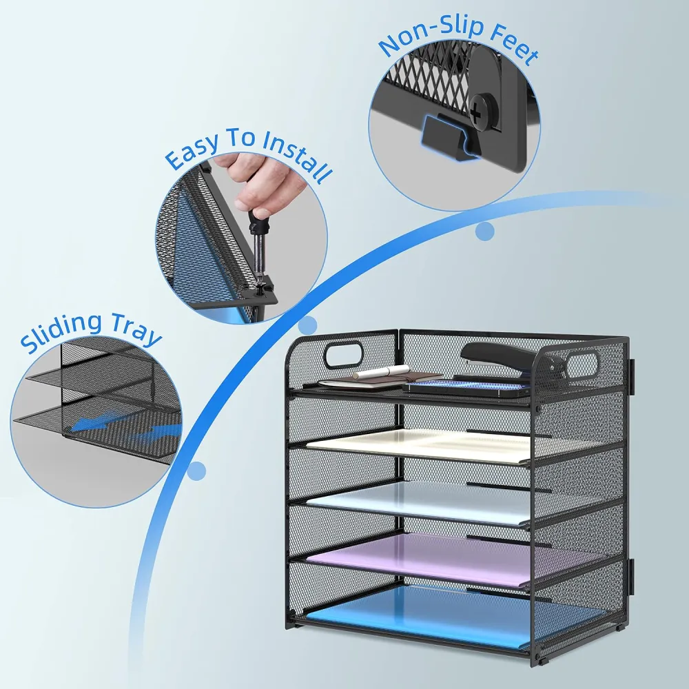 5 Tier Paper Organizer Letter Tray With 4