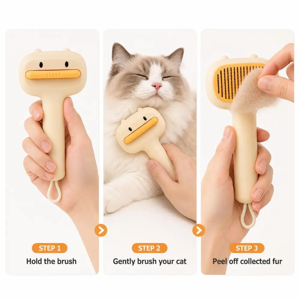 Cute Cartoon Bear Self-Cleaning Pet Brush 7