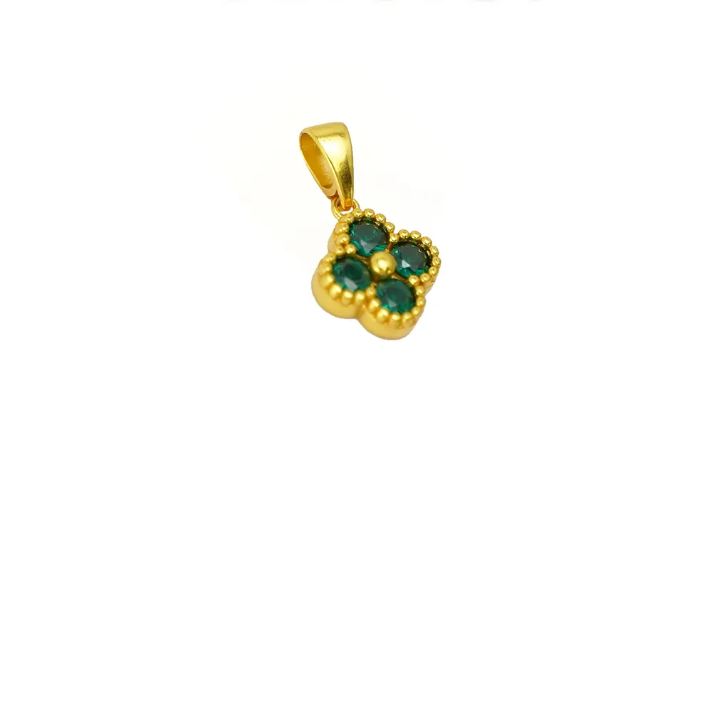 Green 4 Leaf Clover 24K Gold Necklace For 8