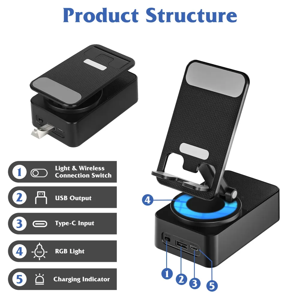 4 In 1 Foldable Wireless Speaker Phone Stand 8