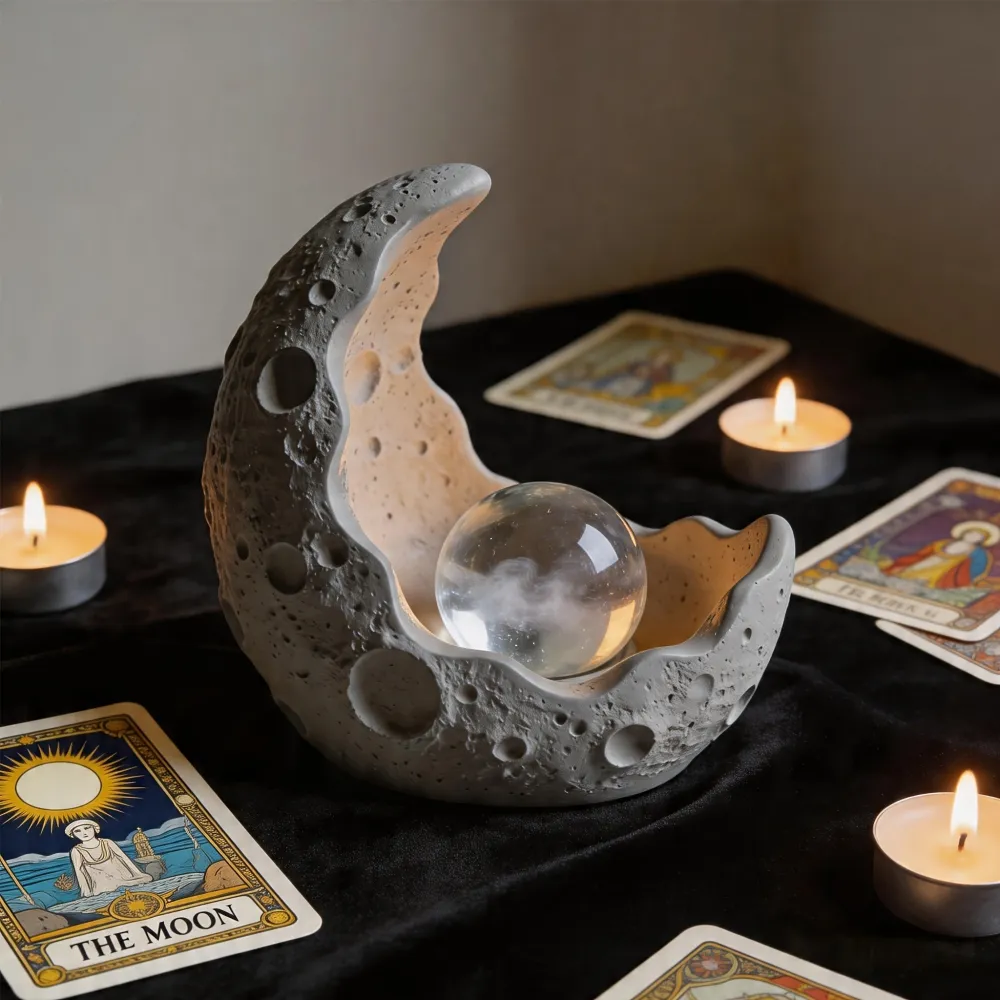 Crescent Moon Crystal Candle Holder 2