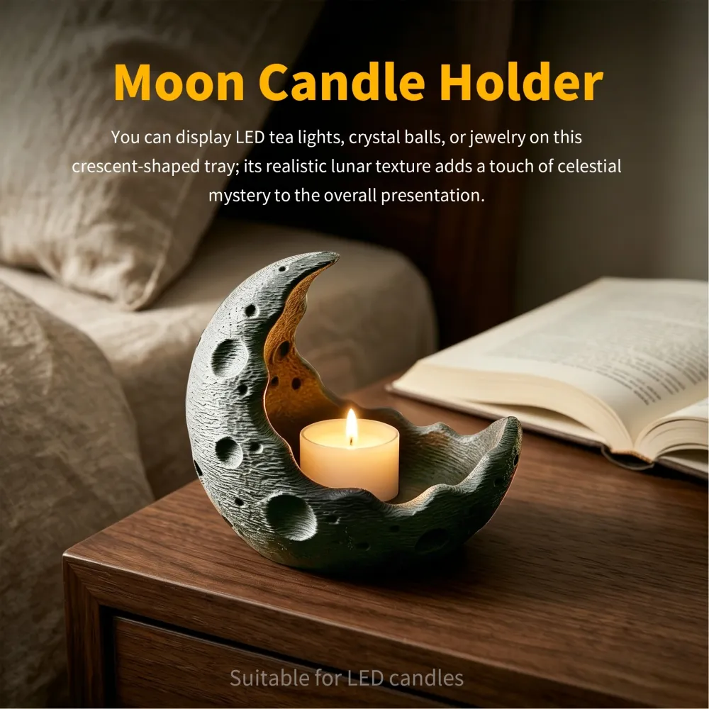 Crescent Moon Crystal Candle Holder 5