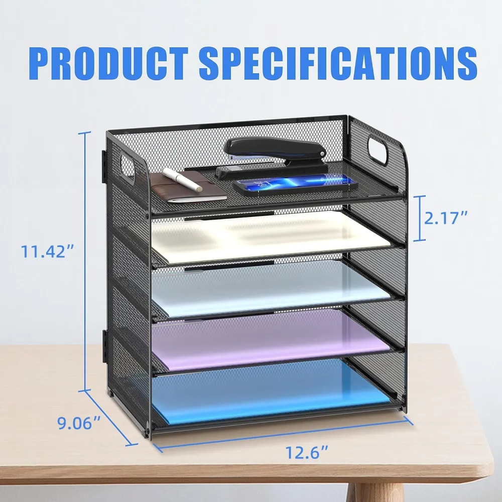 5 Tier Paper Organizer Letter Tray With 2