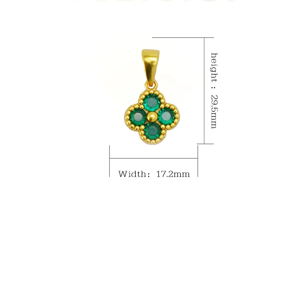 Green 4 Leaf Clover 24K Gold Necklace For 5