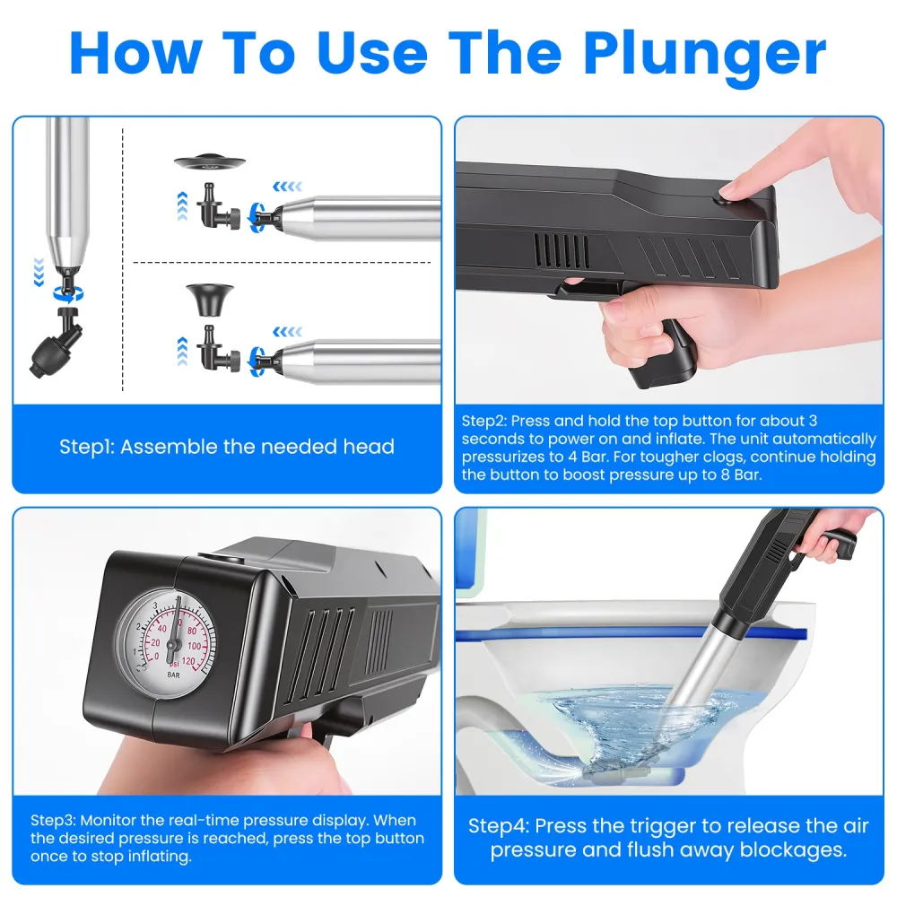 Electric Toilet Plunger With Air Pressure 2