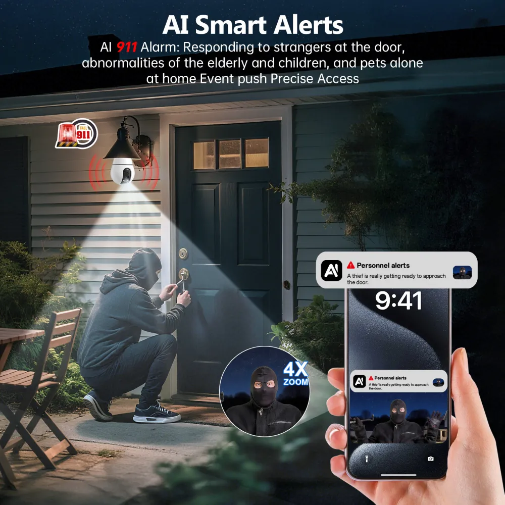 AI Detection 360 Degree HD CCTV Video Light 4
