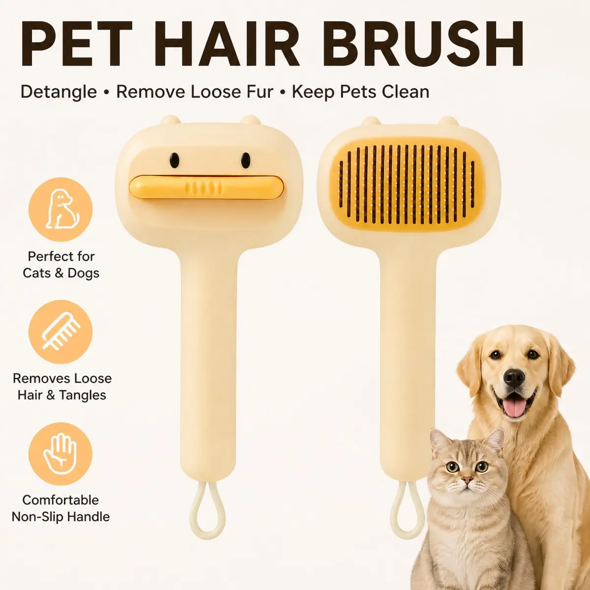 Cute Cartoon Bear Self-Cleaning Pet Brush