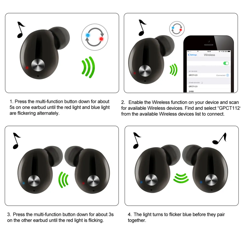 True Wireless V4.2 Earbuds IPX4 In-ear 4