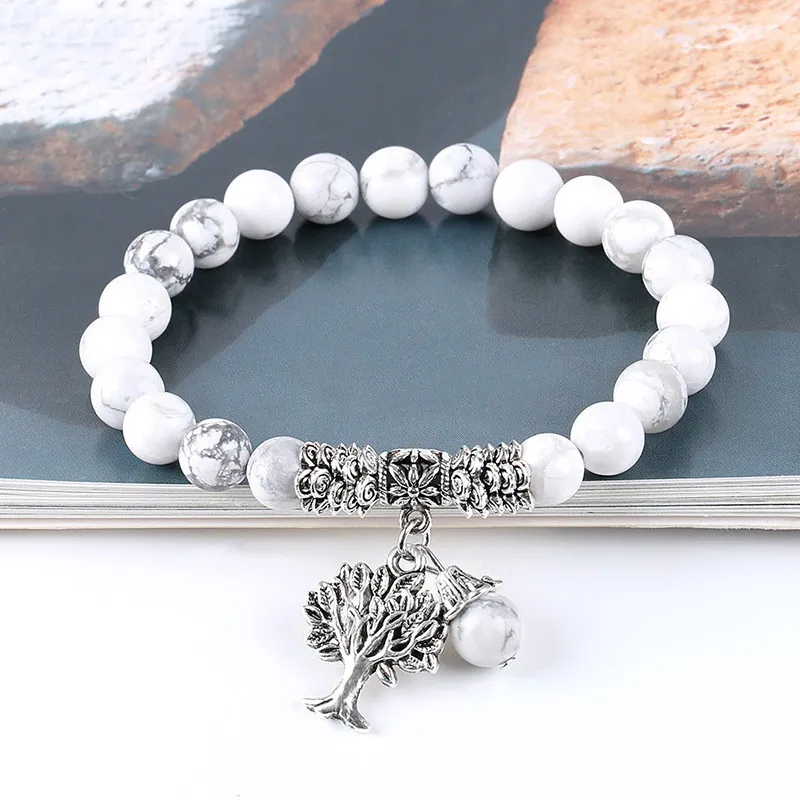 Vintage Frosted White Pine Bead Bracelet 5