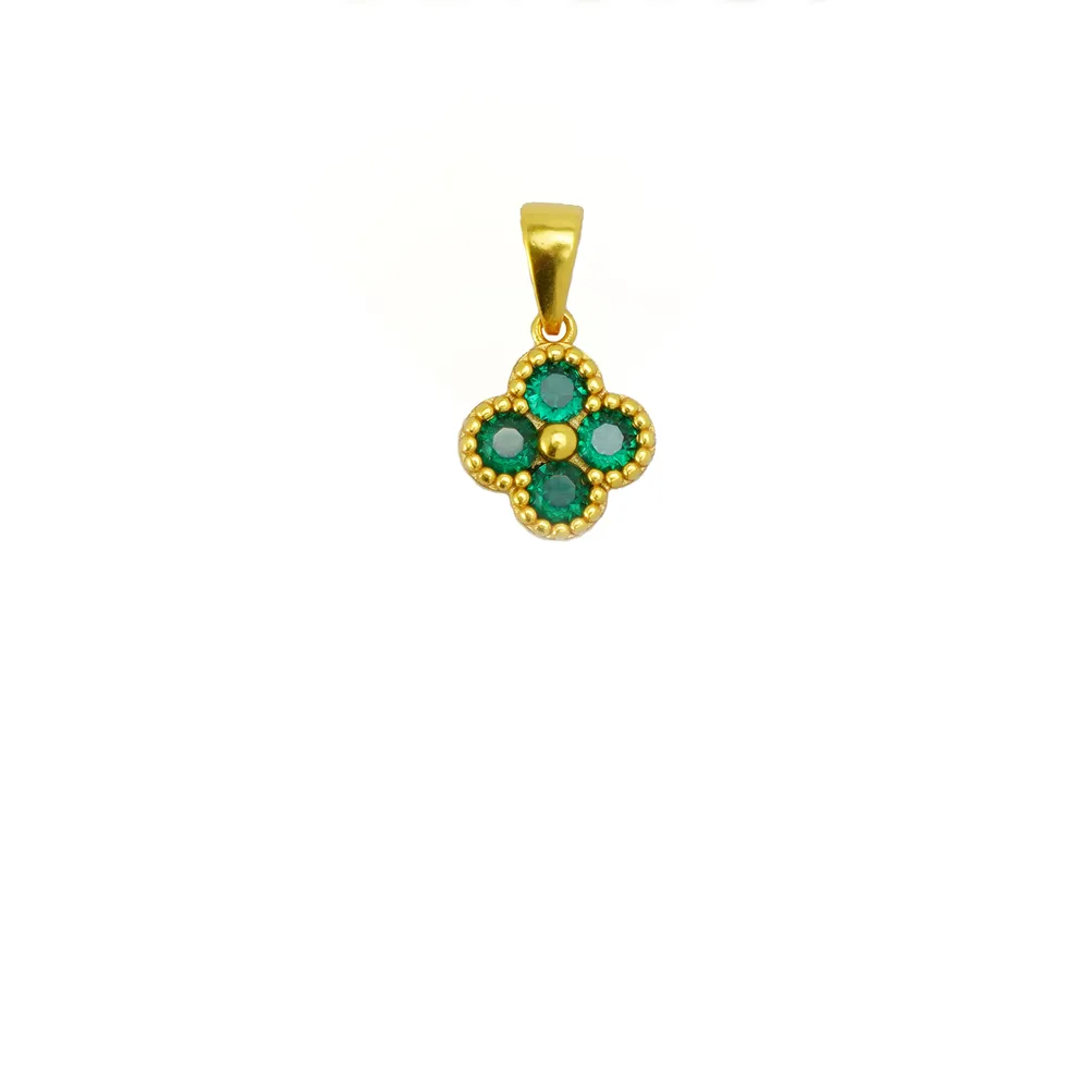Green 4 Leaf Clover 24K Gold Necklace For