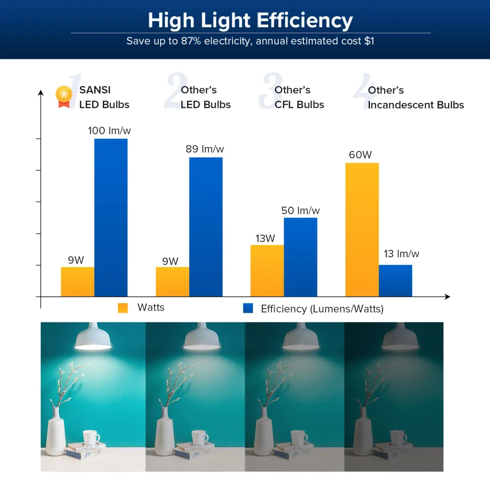 SANSI 60W Equivalent LED Light Bulbs 10