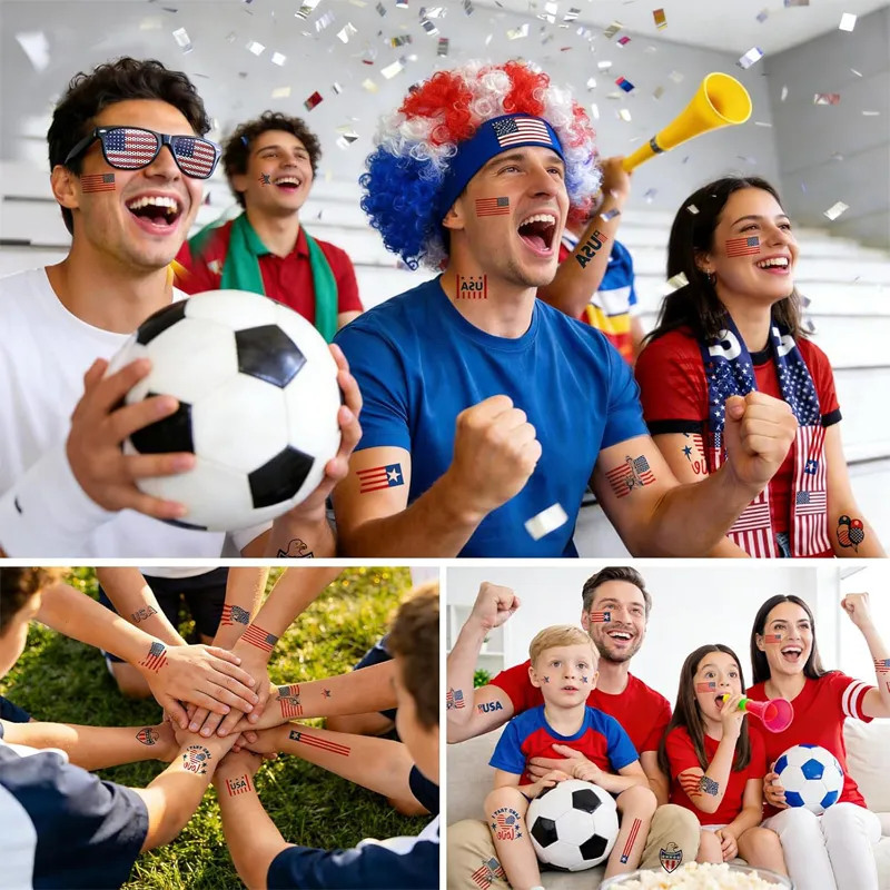 Red White Blue Fan Wig For World Cup 4