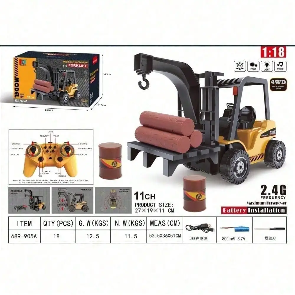 11CH 1 18 RC Forklift Toy For Kids 3