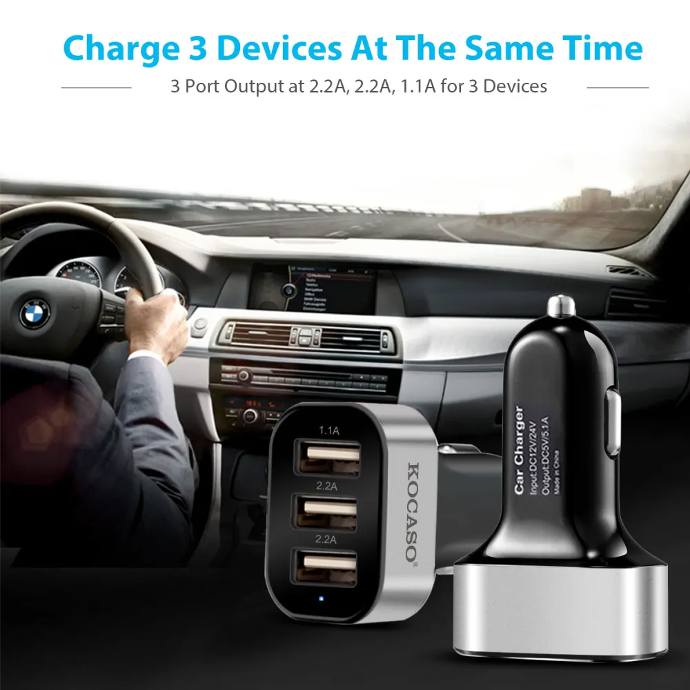 3Port USB Car Charger 30W 5.5A For IOS Phone 5