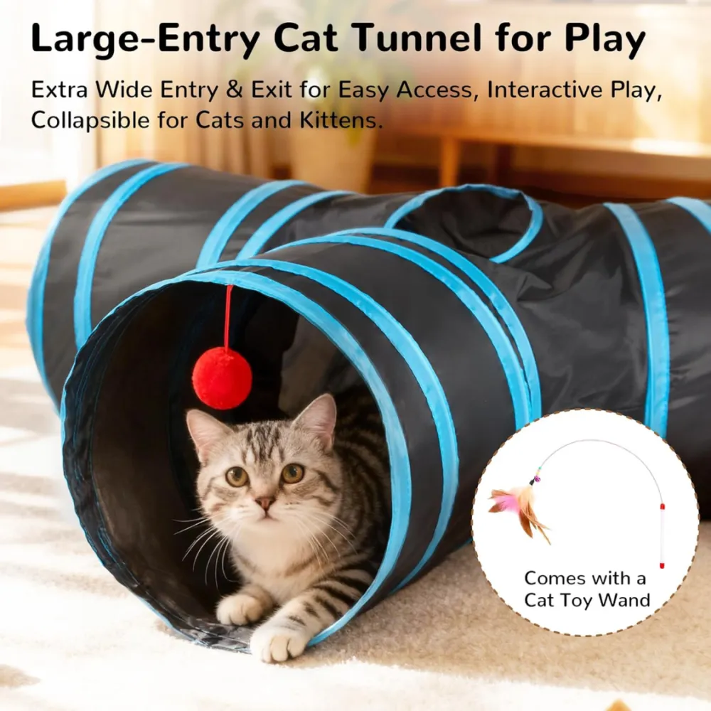 Pet Cat Tunnel Tube Toys 3 Way Collapsible 5