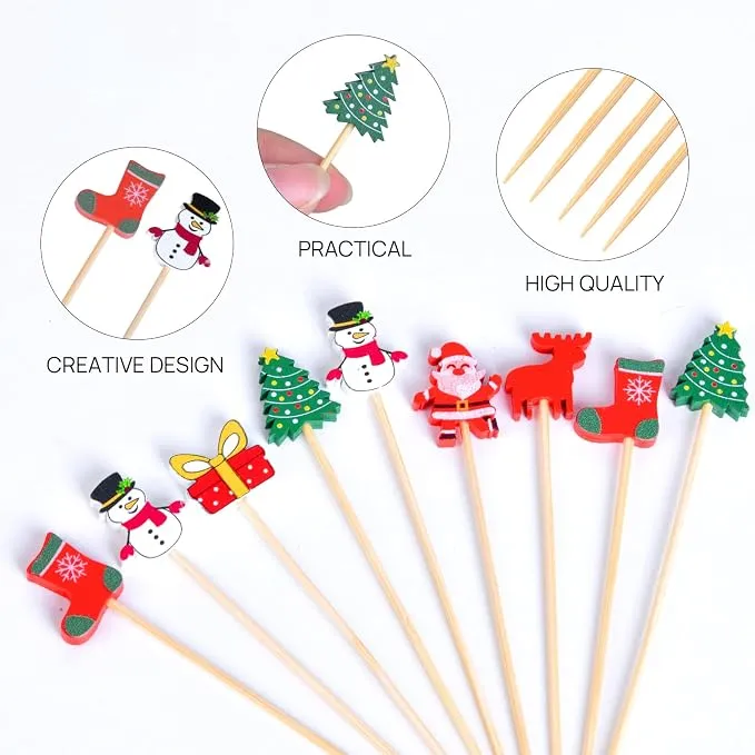 100 Pack Christmas Decoration Toothpicks For 4