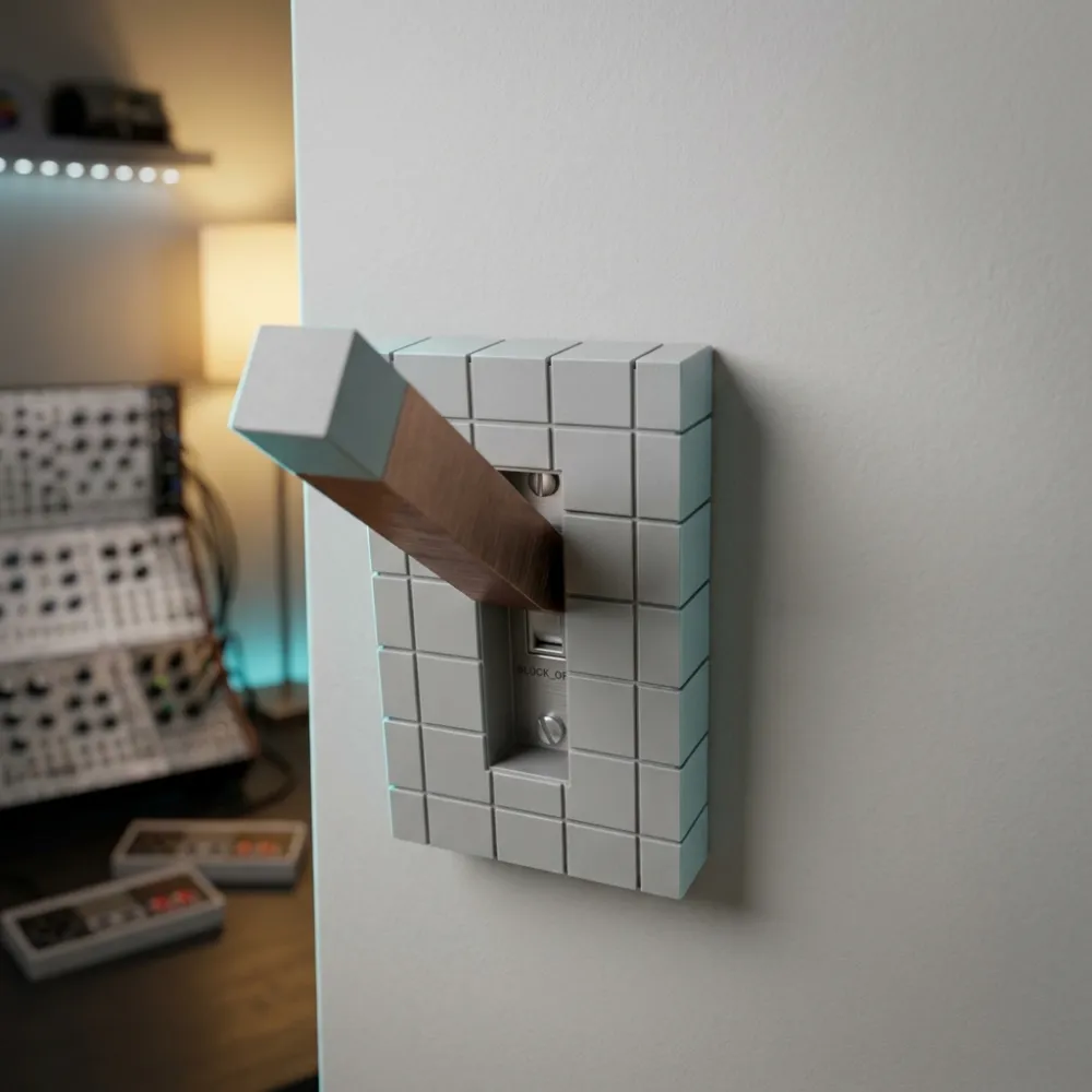 3D Printed Pixel Style Wall Plate Cover With 5