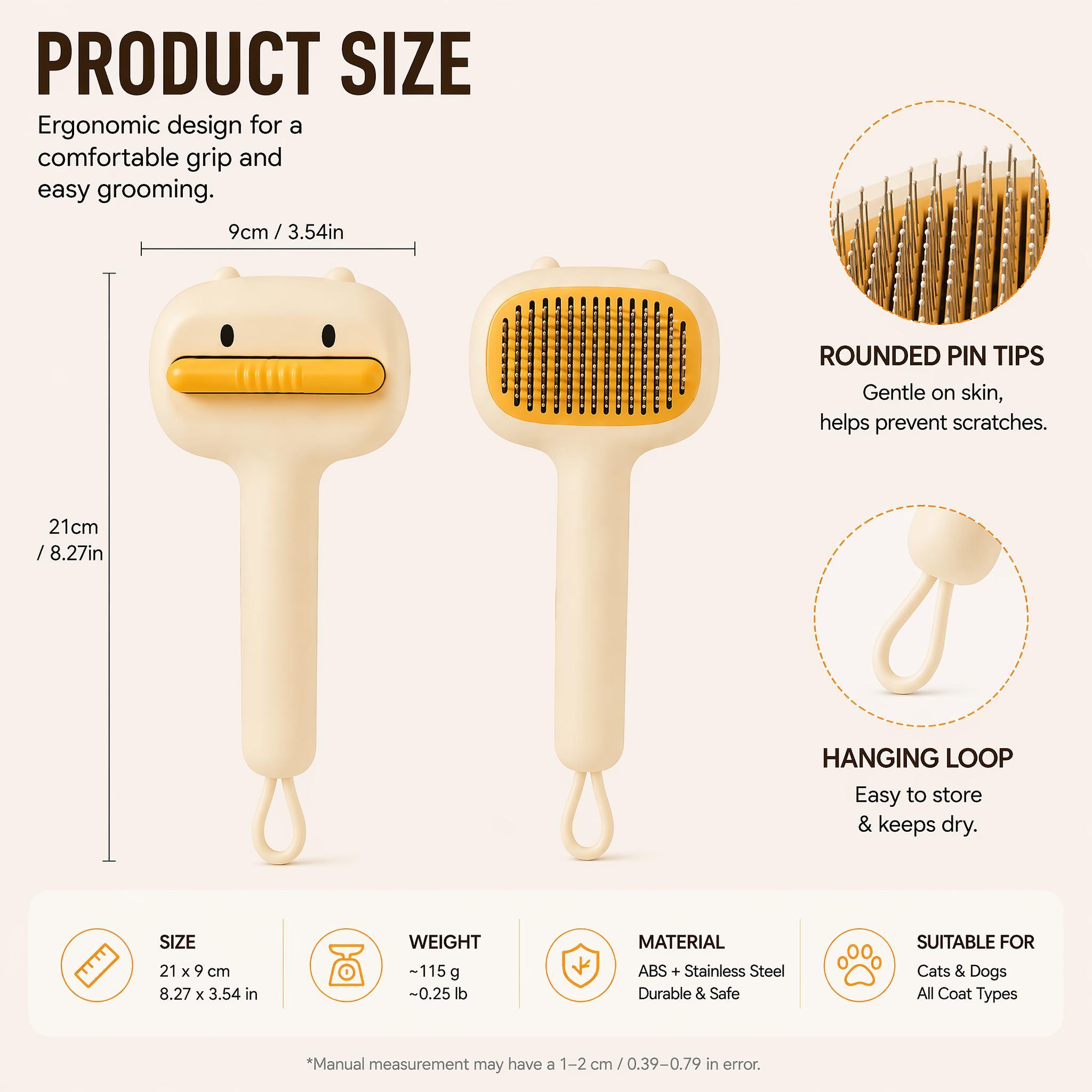 Cute Cartoon Bear Self-Cleaning Pet Brush