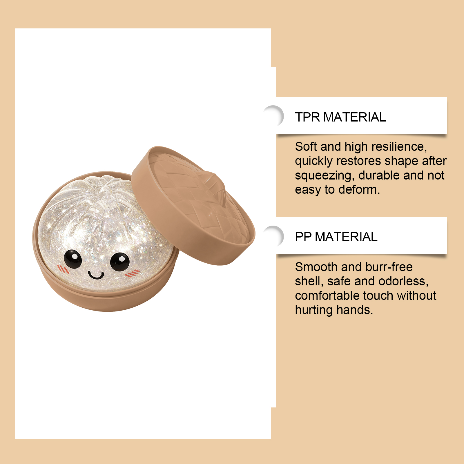 Cute Glitter Transparent Bun Toy