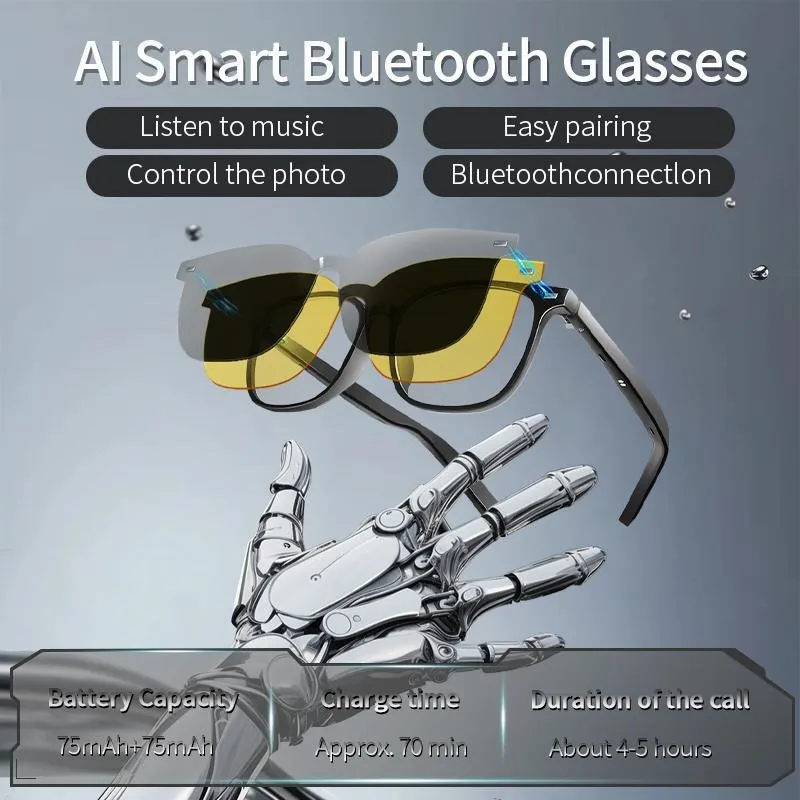 Smart AI Bluetooth Glasses With Magnetic 3
