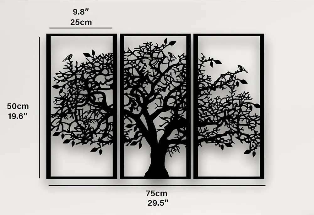 3-Piece Tree Of Life Metal Wall Art Decor 7