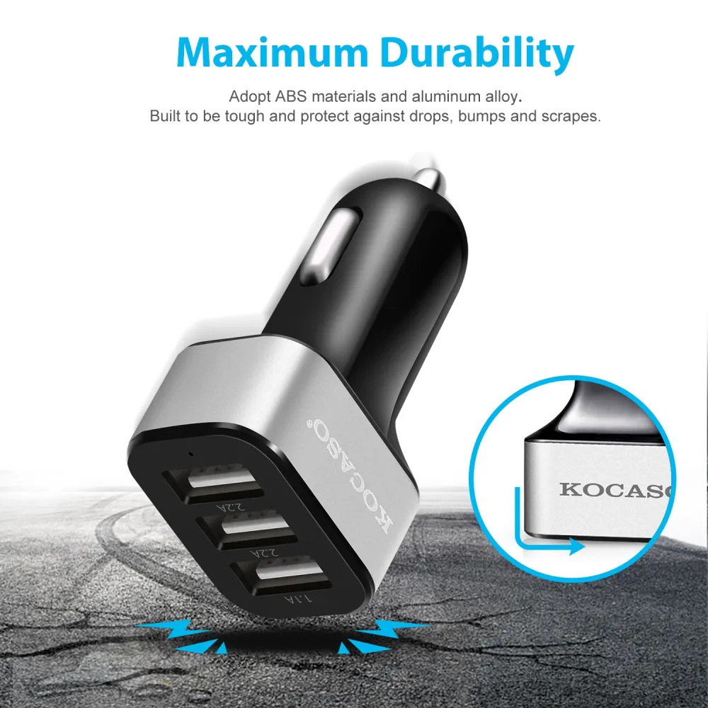 3Port USB Car Charger 30W 5.5A For IOS Phone 10