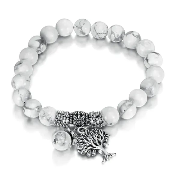 Vintage Frosted White Pine Bead Bracelet 1