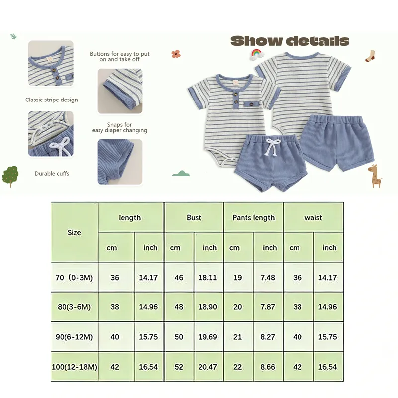 Baby Boy Summer Clothes Button Short Sleeve 4