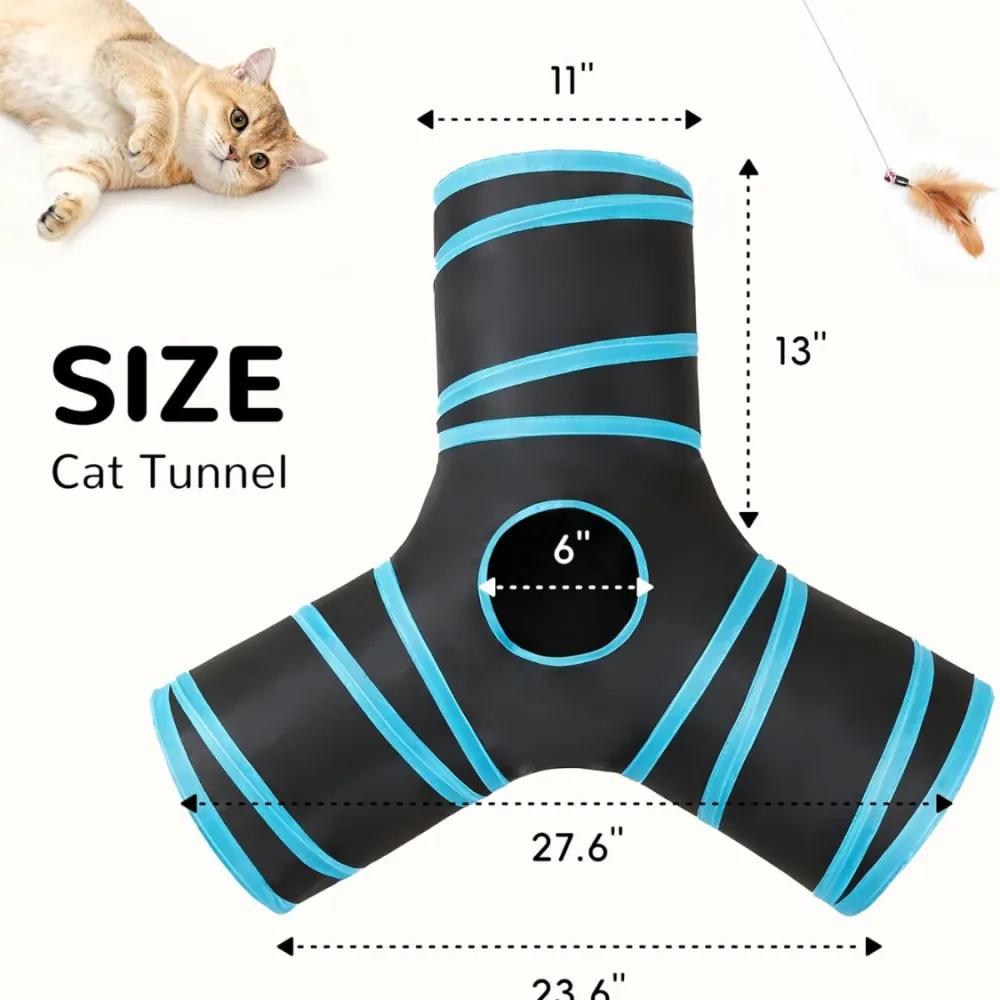 Pet Cat Tunnel Tube Toys 3 Way Collapsible 3