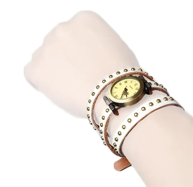 Fashionable Rivet Leather Belt Retro Watch 4