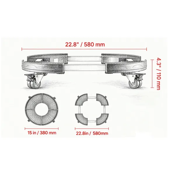 15-22.8 In Adjustable Trash Can Dolly