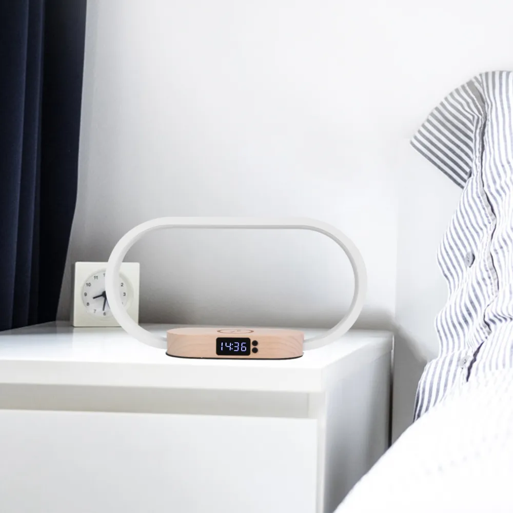 Bedside Lamp with Clock & Charger 5