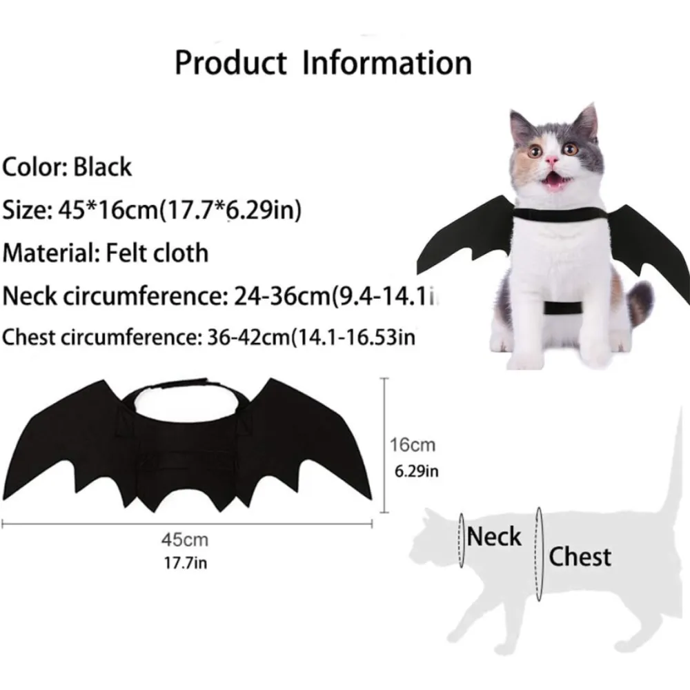 Pet Cat Bat Wings For Halloween Party 6