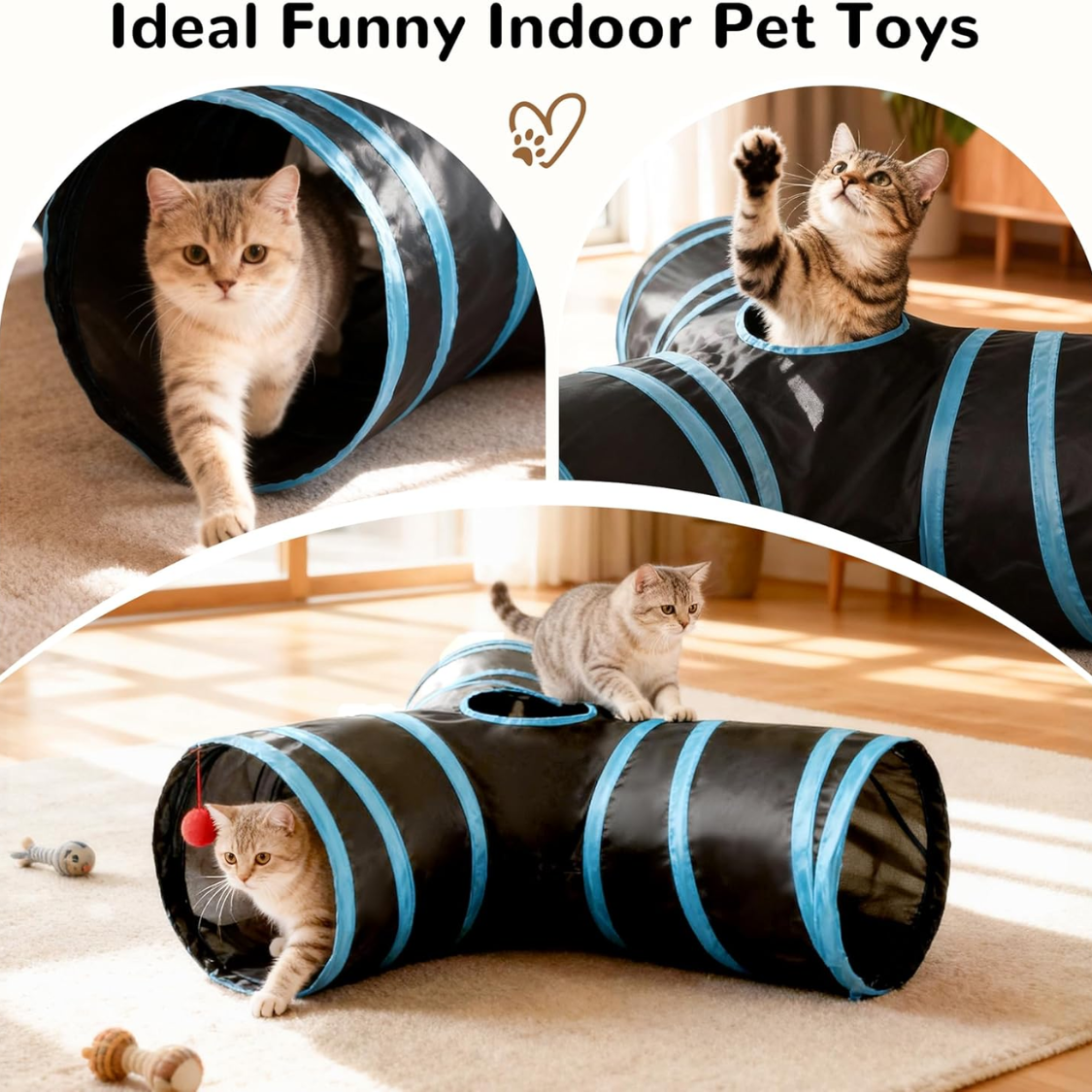 Pet Cat Tunnel Tube Toys 3 Way Collapsible