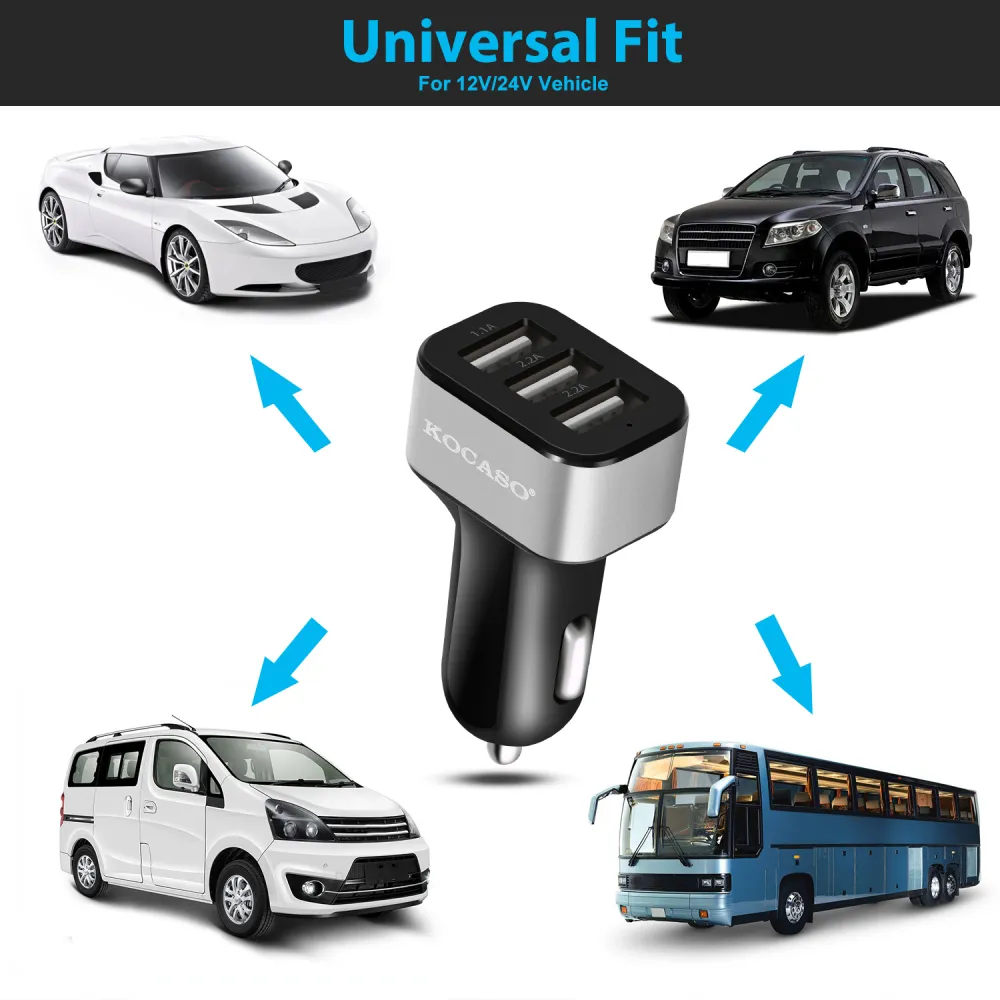 3Port USB Car Charger 30W 5.5A For IOS Phone 6