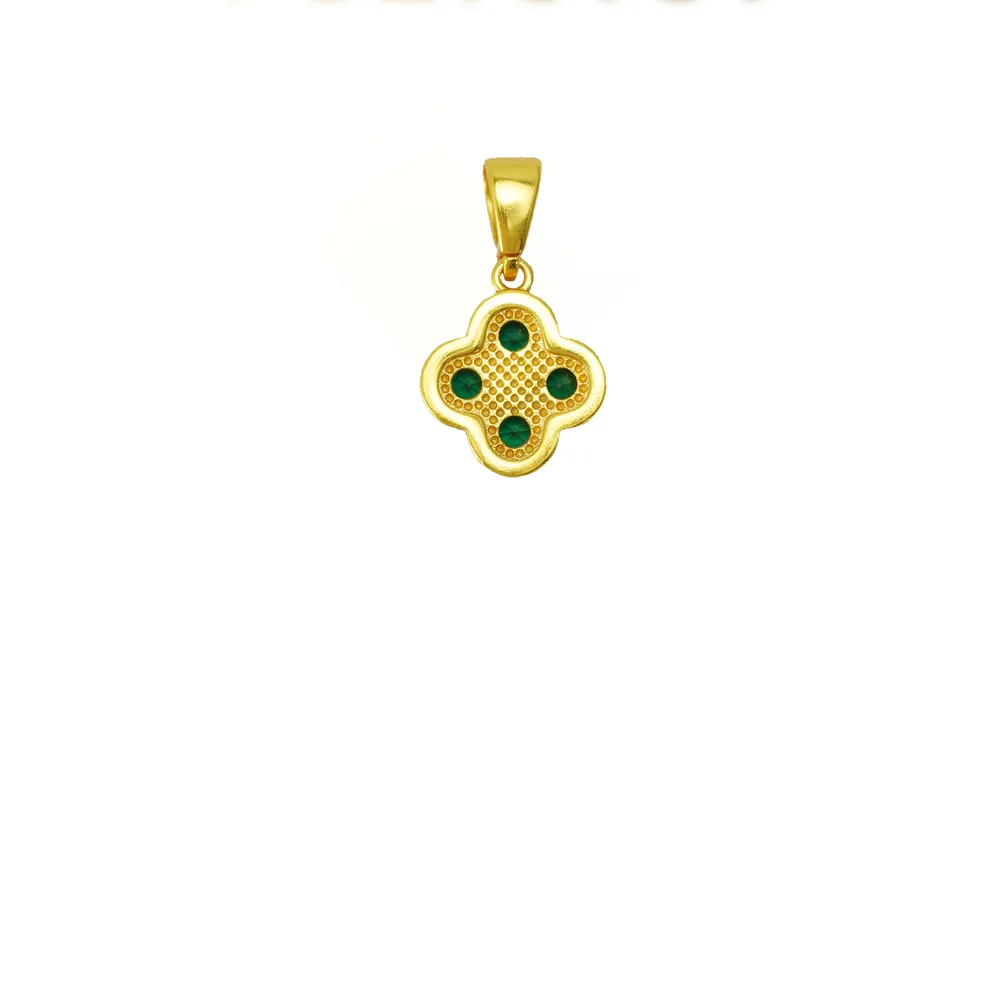 Green 4 Leaf Clover 24K Gold Necklace For 4