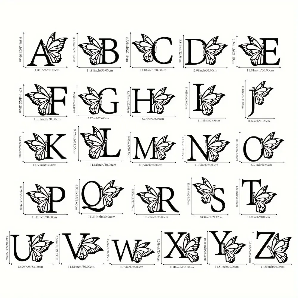 Butterfly & Monogram Metal Wall Art Sign 3