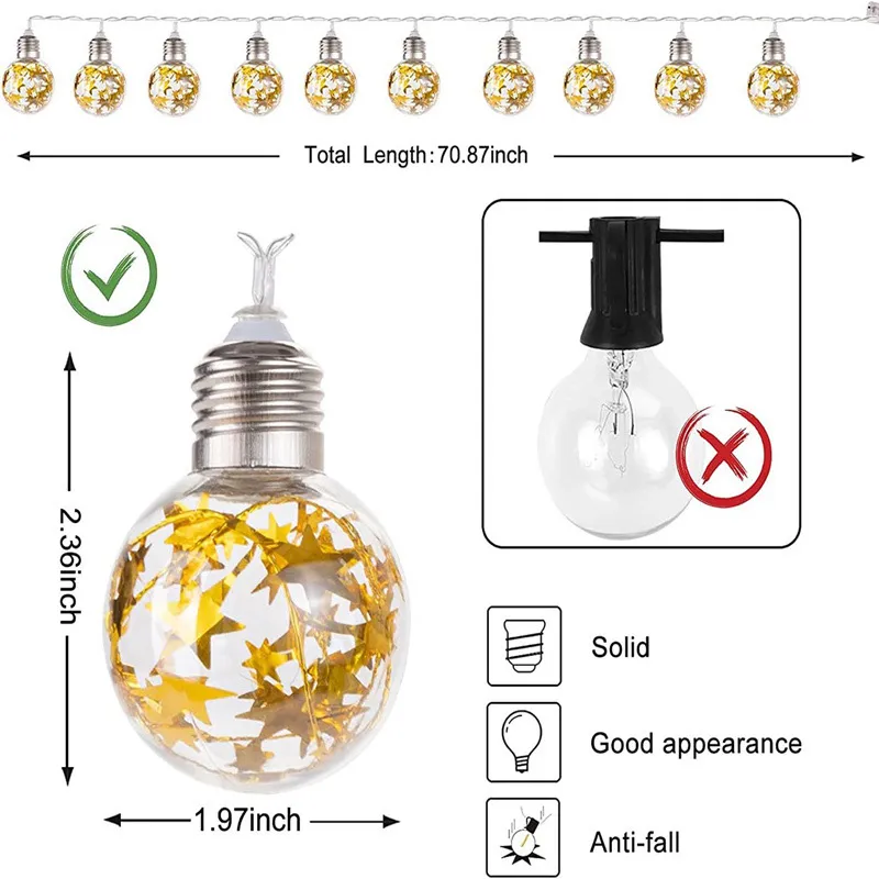 Snowflake Globe String Lights — 6.5 ft 2