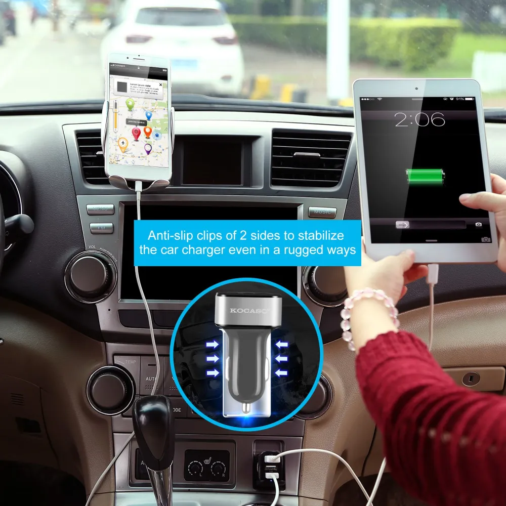 3Port USB Car Charger 30W 5.5A For IOS Phone 9