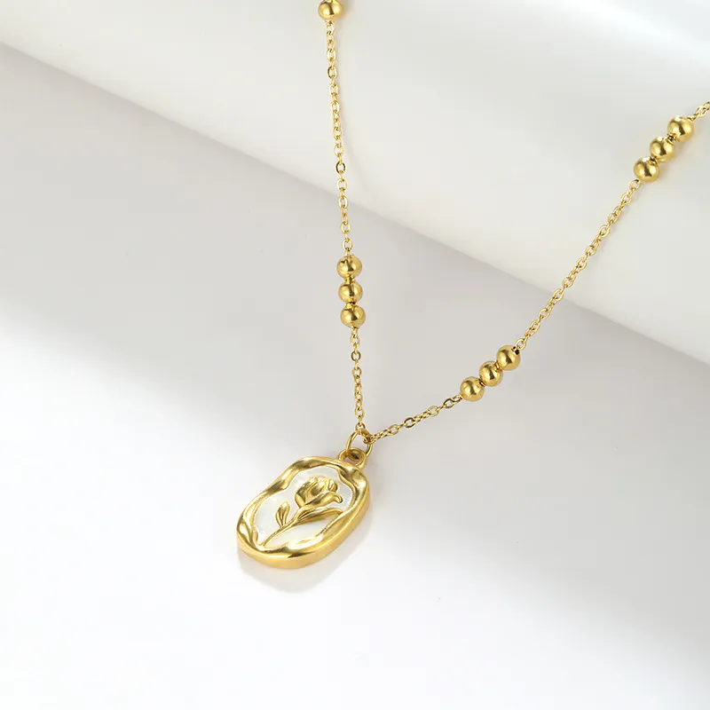 Simple Rose White Shell Pendant Necklace 10