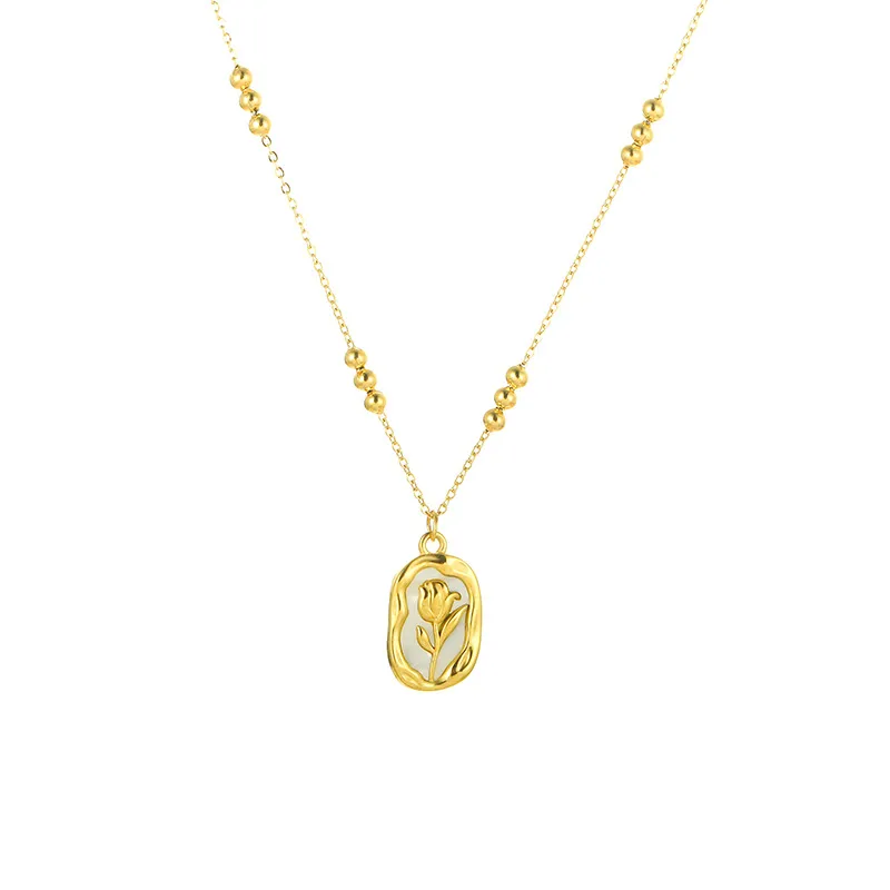 Simple Rose White Shell Pendant Necklace 9