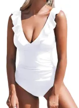 Belly One-piece V-neck Flounce Lace-up 4