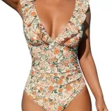 Belly One-piece V-neck Flounce Lace-up 10