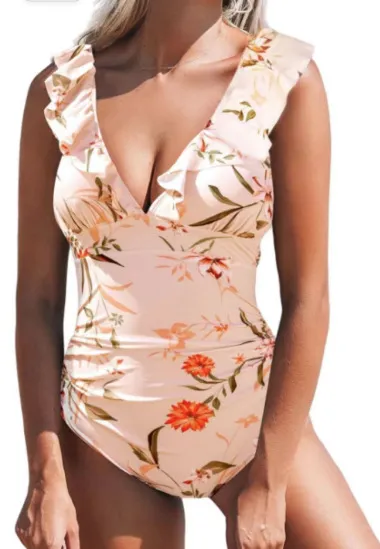 Belly One-piece V-neck Flounce Lace-up 13
