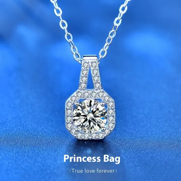 Moissanite S925 Sterling Silver Necklace For Women All-match Niche High Sense